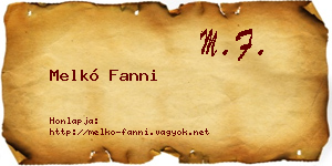 Melkó Fanni névjegykártya